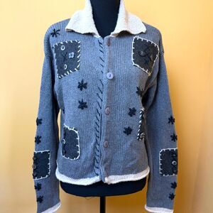 VTG 90s Bridgewater Patchwork Cardigan S Grandmacore Cottagecore Wearable Art